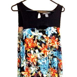 kate and mallory womans sleeveless 4 point hem cut out tank size large floral